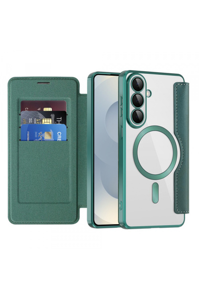 Techsuit Husa MagSafe pentru Samsung Galaxy S26, Techsuit, SmartMag Book, Verde