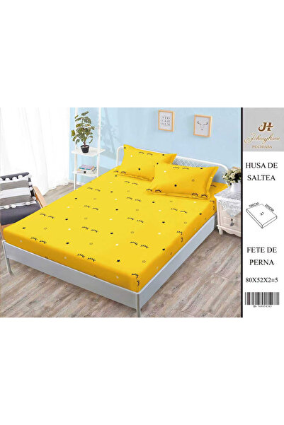 FIONNA.RO Satin Cotton Cover With Stretchy And Pillowcases 160X200cm - Yellow...