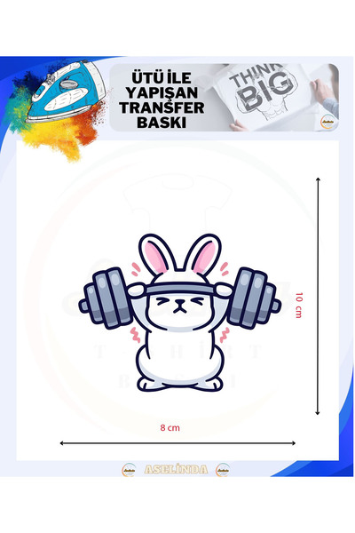 ASELİNDA Sporcu Tavşan desenli Ütü İle Yapışan Dtf Transfer Tekstil Baskı Kağıdı