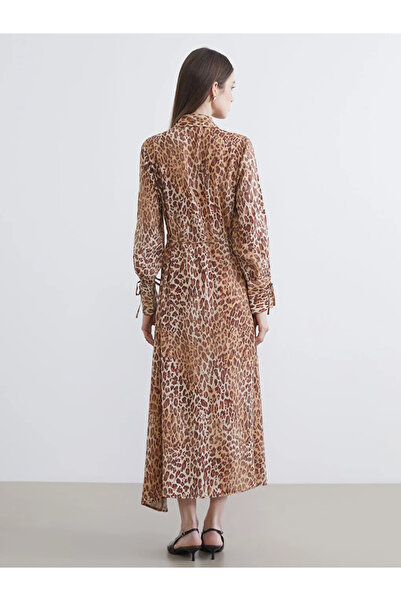 LC Waikiki Beige Leopard Patterned Modal Blend Shirt Dress