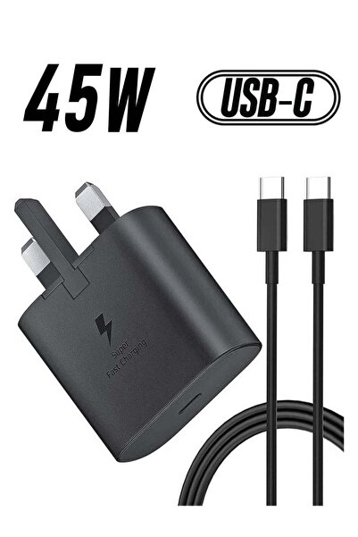 Shopi شاحن سامسونج سريع الشحن، مزود بمقبس وكابل USB-C بريطاني، بقدرة 45 واط، ...
