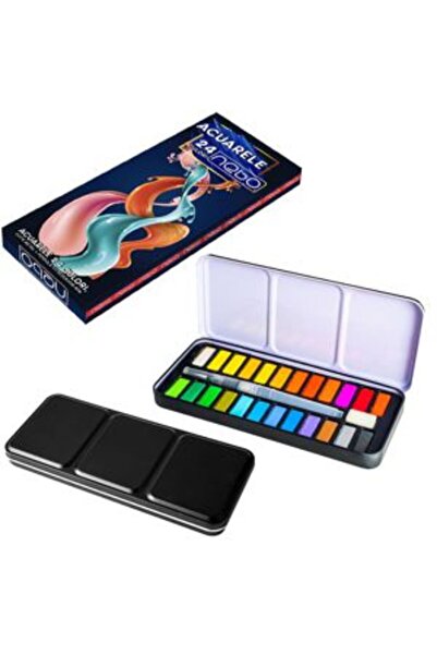 PlayFun Acuarele 24 Culori Cutie Metal + Pensulă Rezervor