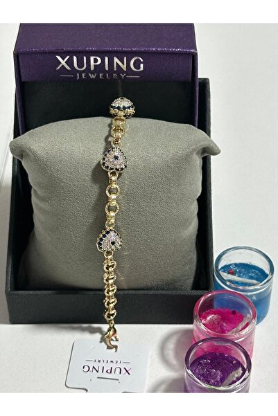 XUPING JEWELRY Steel Bracelet with Heart Pattern and Evil Eye Beads