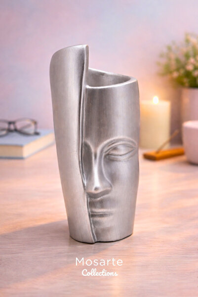 Mosarte Single Face Formed Decorative Vase / Sculpture 30 cm - Silver Color