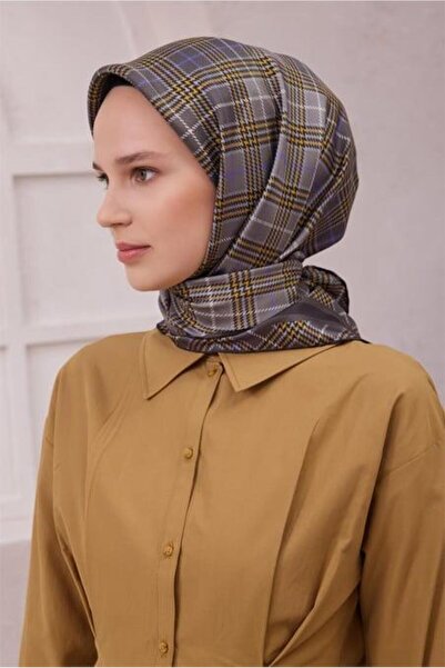 Belli EKOSE DESEN İPEK EŞARP 4218D (TWILL) GRİ - 57