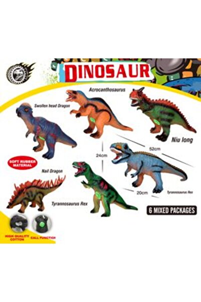 PlayFun Dinozauri de jucarie 6 bucati, texturi realiste, multicolor