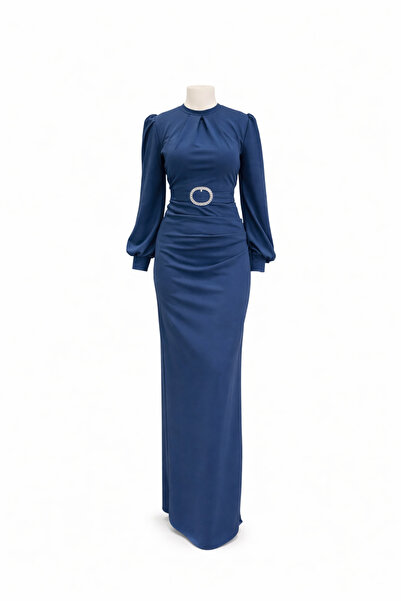 Tarzım Tuba Elegant Cut Belted Hijab Dress with Buckle