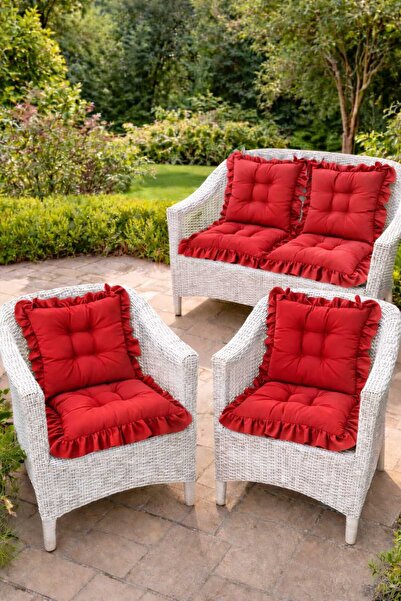 MoMMe SIRTLI SAÇAKLI SANDALYE MİNDERİ 45*45 CM KIRMIZI