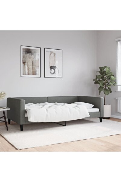 Concept Cadru de pat, gri închis, 100 x 200 cm, material textil