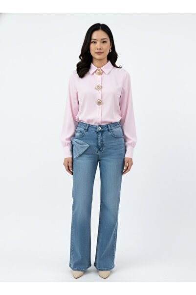 CATALEYA Elegant women's shirt with gold details - sophisticated model, offic...