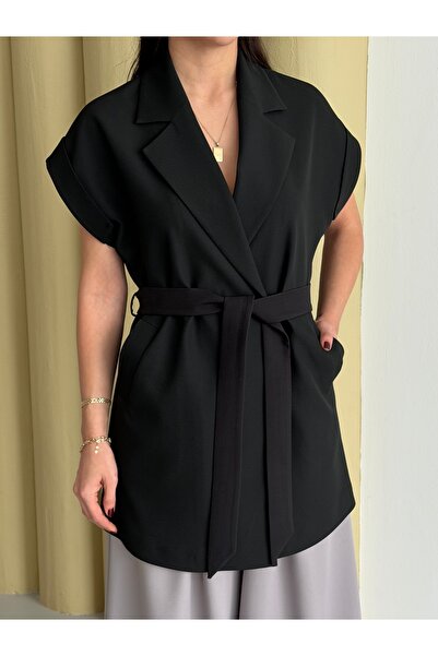 Nadrina Long Low Sleeve Belted Vest