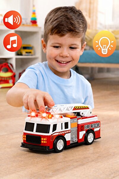 TOYFEST Sound and Light Fire Truck 15 cm Ladder Free Wheel