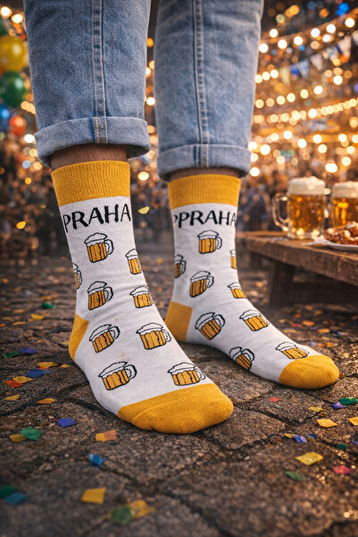 Funnysocksonline Bira Desenli Unisex Soket Çorap
