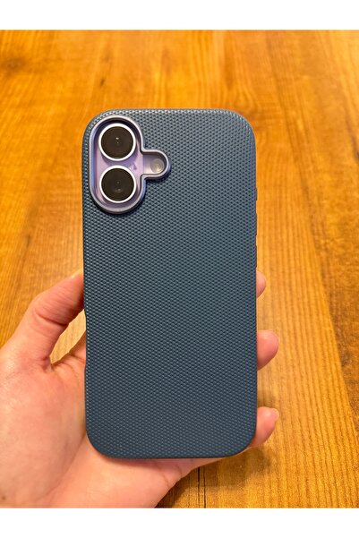 daystar İPhone 17 ile Uyumlu Örme Lacivert Deri Telefon Kılıfı