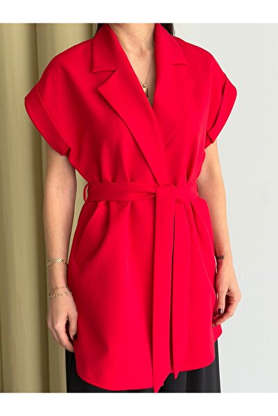 Nadrina Long Low Sleeve Belted Vest