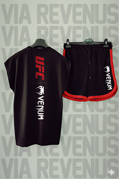 Vordevia Ufc Front and Back Printed Zero Sleeve Sports Tshirt and Black Short...