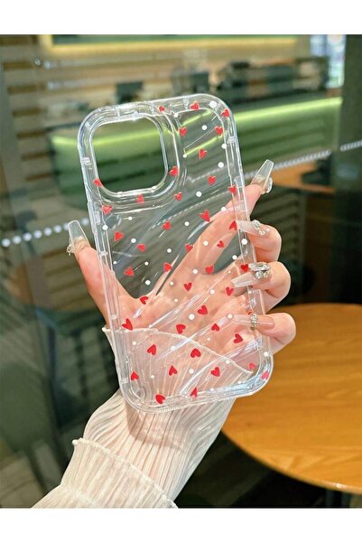 MİRAZ TASARIM iPhone 11 Heart Patterned Shockproof Transparent Case