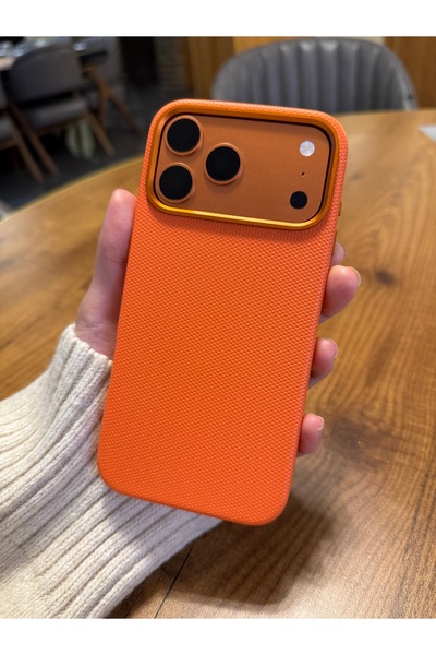 daystar Knitted orange leather phone case compatible with iphone 17 pro max