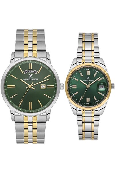 Daniel Klein Yeşil Gold Bicolor Çelik Kordonlu Takvimli Sevgili Çift Kol Saat...