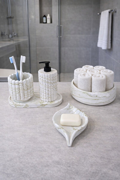 Zigzag Home Decorative 5-Piece Striped Marble Pattern Bathroom Set Solid and ...