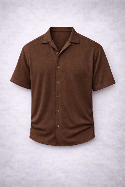 threeoff Premium Slim Fit Ayrobin Linen Short Sleeve Men's Shirt