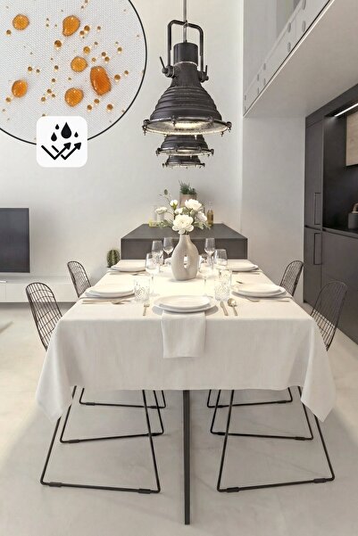 cotton maison Dertsiz Panama Linen Premium Tablecloth - Water and Stain Repel...