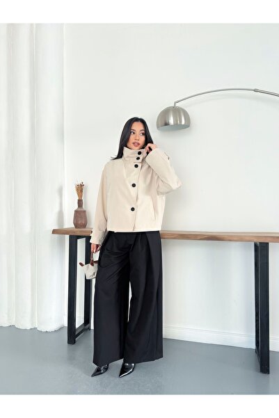 Ekim Store High Collar Buttoned Trench Jacket