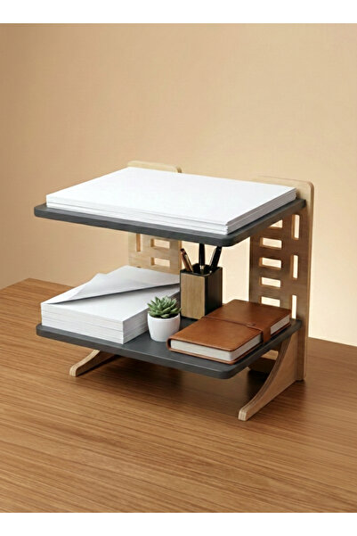 soketahşap A4 Ahşap Masa Rafı (gri EN71-3 SERTİFİKALI) (AYARLANABİLİR RAF SİS...