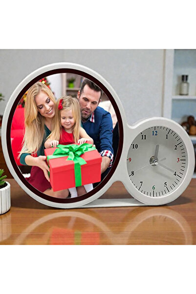 hediye Saatli Sihirli Ayna Led Işıklı Kişiye Özel Fotoğraf Baskılı Fotoğraf Ç...