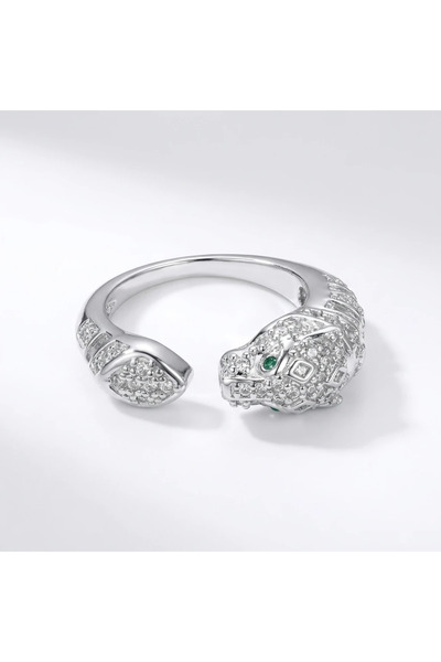 Dorvina Vip Karamaz Silver Plated Silver Color Zircon Stone Adjustable Leopar...