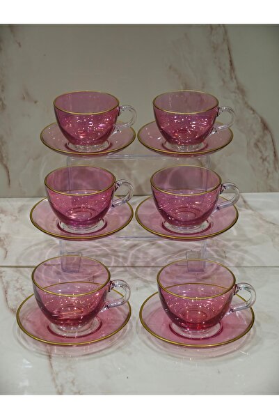 silvia home decor PEMBE LÜSTER 6 KİŞİLİK ÇAY FİNCANI, FİNCANI TAKIMI
