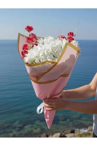 Toleys Sevgililer Günü Özel - El Yapımı Beyaz & Pembe ortanca Buket