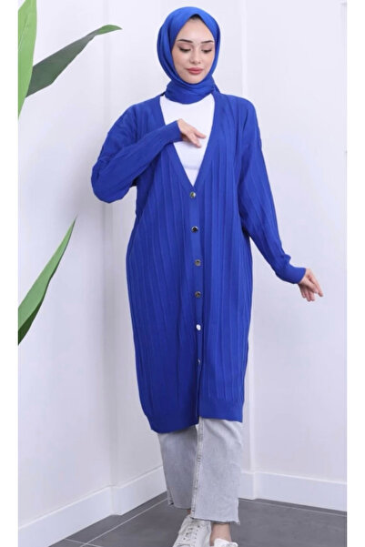 MG trend shop Kadın Mevsimlik Merserize Uzun Salaş Triko Hırka