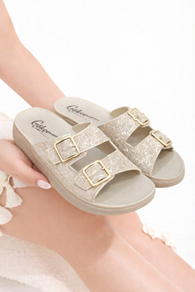 Behtah Kundura New Season Double Buckle Stylish Design Soft Sole Casual Slippers