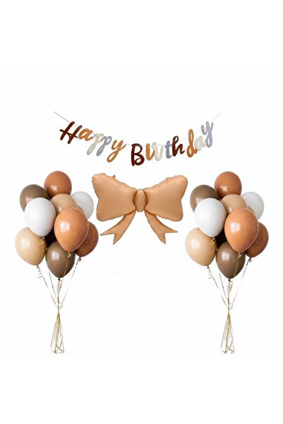 ÇITIPITISTORE Karamel fiyonk doğum günü konsepti parti balon set