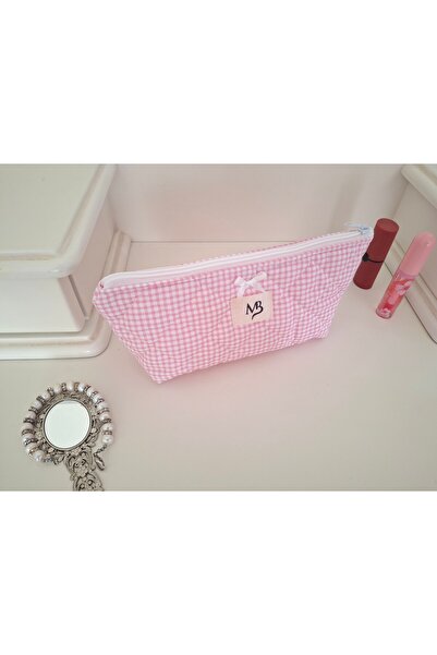 MB Pink Gingham Patterned Pencil Bag