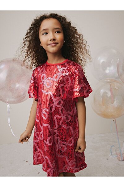Next Baby Red Pink Sequined Dress