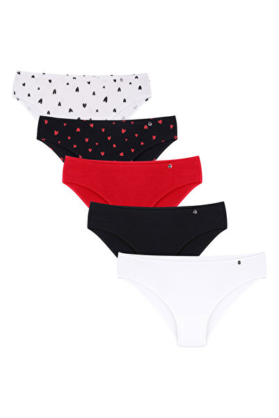 Kom Women's Modal-Cotton Colorful Basic 5-Piece Panties (with Socks as a Gift)