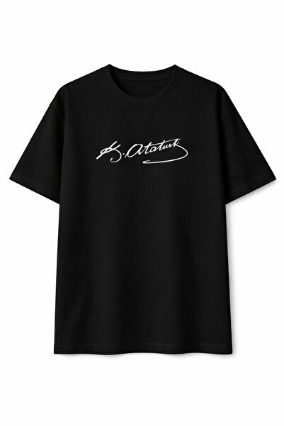 YRN COLLECTION Tricou casual din bumbac, negru, alb, supradimensionat, cu des...