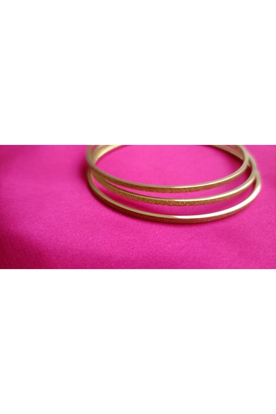 shop Steel Gold Color 3-Piece Bracelet Set with Silvery Shiny Design – Women's Stylish Bracelet for Daily & Special Occasions