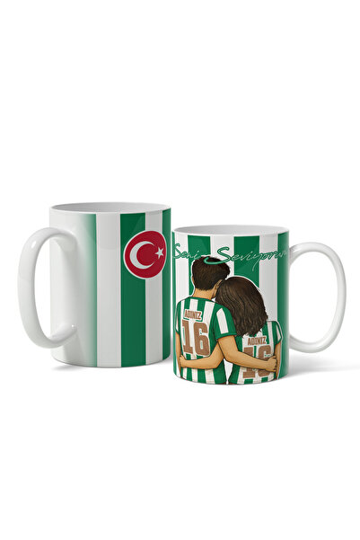 offside Yeşil Beyaz Sevgili Kupa Bardak Kişiye Özel Sevgililer Günü Hediye Ta...