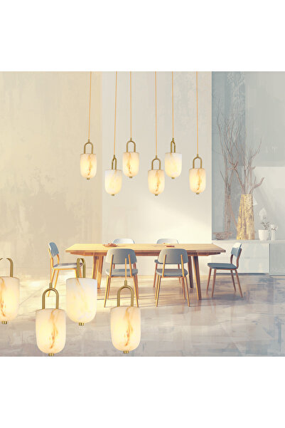 LampaLuce Giulia Modern Tasarım Salon Avizesi Yemek Masası Üzeri Sarkıt 6'lı