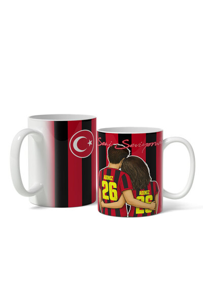 offside Kırmızı Siyah Sevgili Kupa Eskişehir Kişiye Özel Sevgililer Günü Hedi...