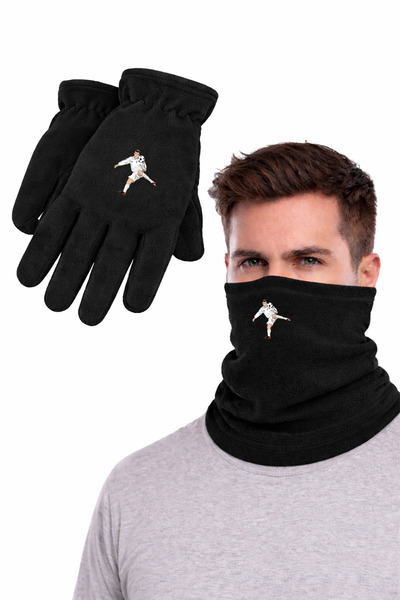 Omotasarım مجموعة قفازات زيدان طويلة من الصوف للجنسين مع طوق للرقبة