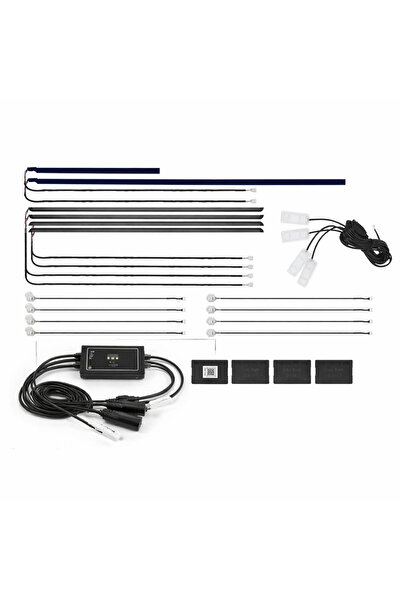 Generic طقم إضاءة محيطية للسيارة بتقنية RGB LED مكون من 18 في 1 مع بلوتوث، تح...