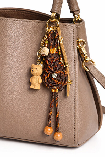 She Sells Teddy Luck Cordelle Brown Teddy Bear Detailed Bohemian Bag Charm