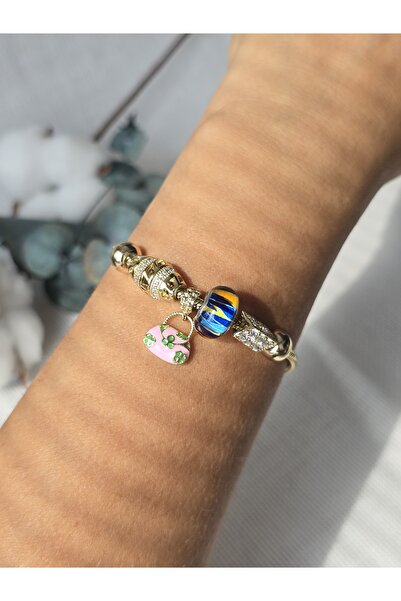 staınless steel Çelik Çanta Çarmlı Bileklik 14K Altın Kaplama