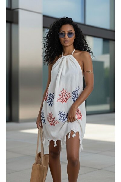 tarzQeen peştemal Bambu plaj elbisesi pareo boyundan bağlamalı