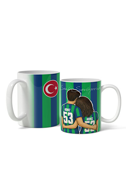offside Yeşil Mavi Sevgili Kupa Rize Bardak Kişiye Özel Sevgililer Günü Hediy...