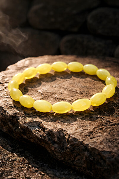 NBS Beautiful Naturel Stones Amber Unisex Yellow Genuine Bracelet Special Cut...
